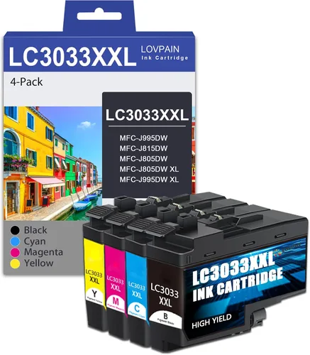 LC3033XXL - Cartuchos de tinta de alto rendimiento BK/C/M/Y (paquete de 4) compatibles con Brother LC3033 Reemplazo de tinta para Brother LC3033XXL