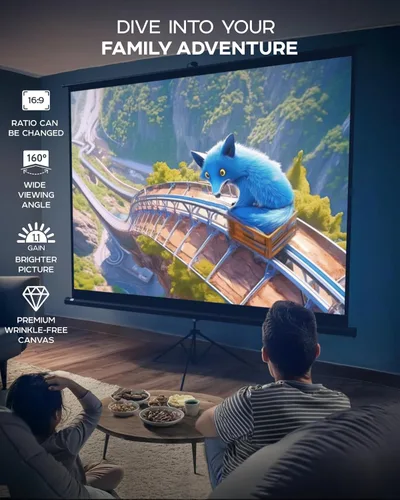 Miniatura 2 de PropVue - Pantalla de proyector con soporte de 120 pulgadas - Pantalla de proyección para interior y exterior para películas u oficinas - Pantalla