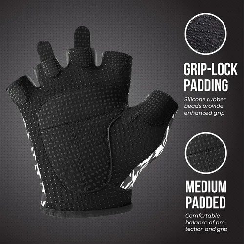 Miniatura 3 de Contraband Pink Label 5257 Design Series - Guantes de levantamiento y remo con estampado de pata de gallo (par) – Ligero vegano medio acolchado