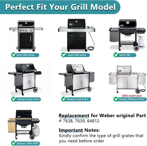 Miniatura 3 de Criditpid 7638 7639 Parrillas para parrilla Weber Spirit I y II 300 Series, Spirit E310 E320 E330 S310 S320, 304 Acero inoxidable Gourmet BBQ System