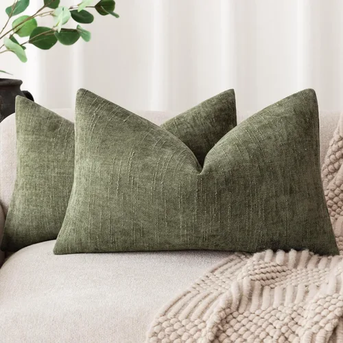 Miniatura 31 de Foindtower - Paquete de 2 fundas de almohada decorativas, cuadradas, cómodas, unicolor, suaves, lumbares, estilo rústico neutro, para sofá, sillón