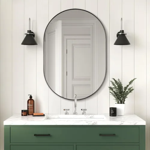 Miniatura 3 de ANDY STAR Espejo de Tocador Negro, Espejos Ovalados de 24x36'' para Baño, Espejo Ovalado Negro, Espejo en Forma de Píldora, Espejos de Tocador