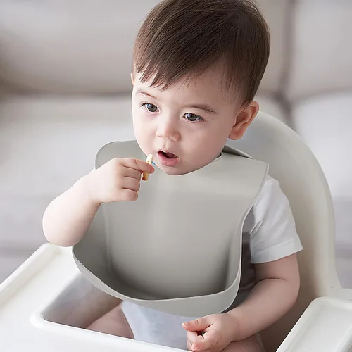 Miniatura 4 de Eascrozn Silicone Bibs for Babies Toddler Set of 3, BPA Free, Soft Adjustable Waterproof Bibs for Feeding Essentials Gris