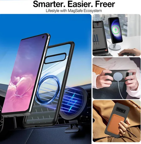Miniatura 3 de Funda magnética para Samsung Galaxy Note 10 (6.3 pulgadas) [compatible con Magsafe] parachoques de TPU suave + parte trasera transparente