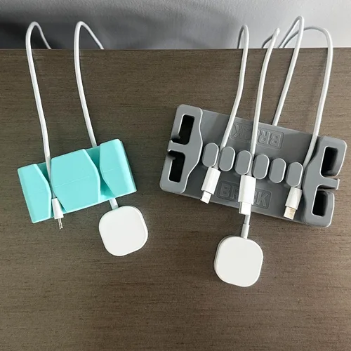 Miniatura 2 de CordBrick /DeskBrick - Paquete de soportes para cables con peso para mesita de noche y escritorio, cargador de teléfono, organizador de cables