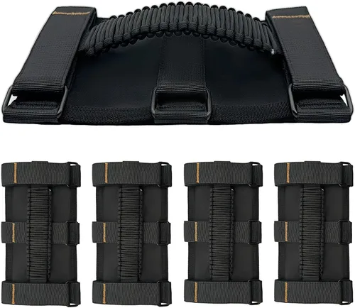 Miniatura 15 de Asas de Agarre para Jeep, Paquete de 4, Asas de Agarre de Barra Enrollable de Paracord para Jeep Wrangler para JK TJ JL CJ YJ JKU JLU y Gladiator