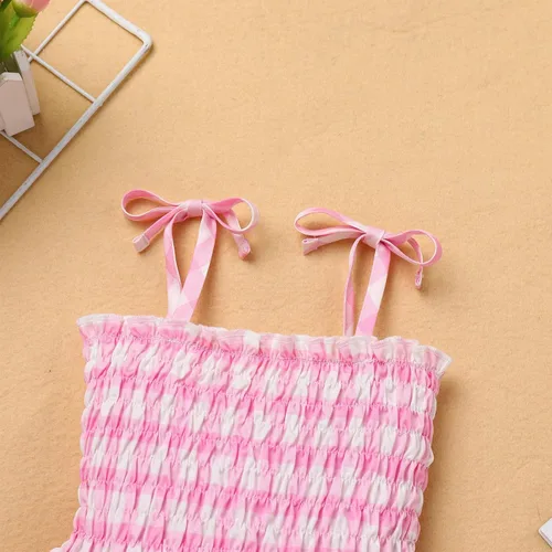 Miniatura 4 de Vestido de tutú sin mangas para niñas pequeñas, vestido de tela escocesa rosa, vestido de verano para niñas pequeñas, vestidos de fiesta de princesa