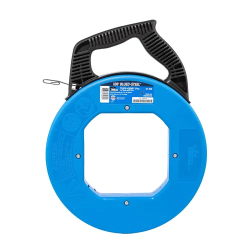 Miniatura 10 de IDEAL Electrical 31-057 Cinta de pesca de acero azul de 240 pies. Cinta de pesca de acero azul con gancho formado y estuche Tuff-Grip Pro, acabado
