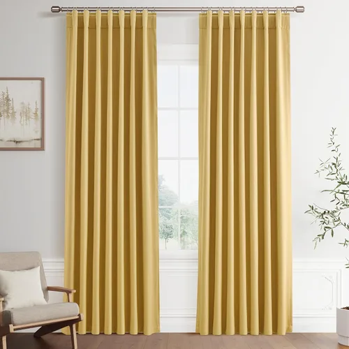 Miniatura 26 de Joywell 2 cortinas opacas 100%, lino, beige natural, trabillas traseras/cinta con ganchos, aislantes, de dormitorio, comedor, sala, puerta corrediza