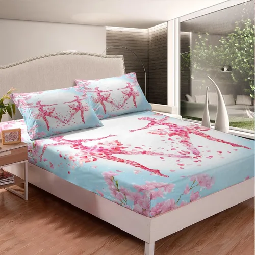 Miniatura 2 de Manfei Dancer - Juego de sábanas bajeras de tamaño individual, juego de ropa de cama con temática de baile de bailarina rosa, 2 piezas
