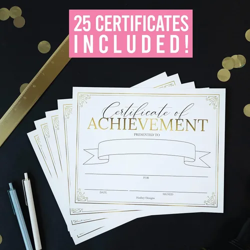 Miniatura 4 de Certificado de Premios de Logro -25 Certificados de Premio a Granel para Estudiantes y Empleados del Mes, Certificado de Oro, Certificado