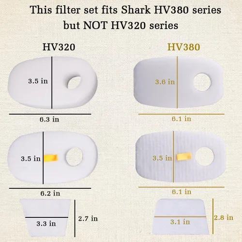 Miniatura 2 de HV380 HV380W HV381 HV382 HV383 HV384Q, 8 filtros de espuma + 8 filtros de fieltro + 8 postfiltros