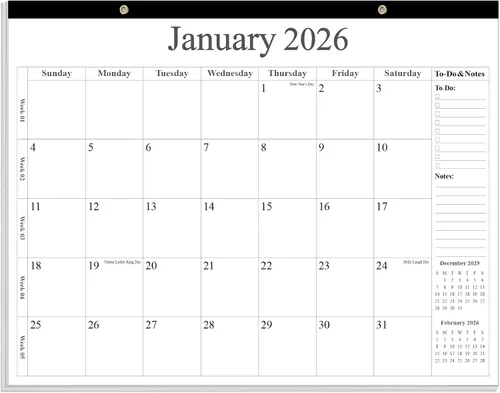 Calendario de escritorio 2026 – Calendario 2025-2026 de noviembre de 2025 a junio de 2027, calendario de 20 meses con papel grueso para oficina,