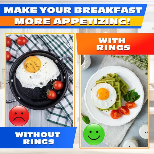 Miniatura 6 de 2 anillos de huevo para freír huevos, molde redondo de acero inoxidable de 2.89 pulgadas, mango plegable, resistente al calor y no deformable