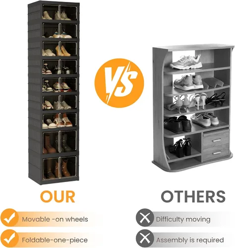 Miniatura 6 de Organizador de Zapatos Plegable Caja de Almacenamiento, Estante de Zapatos Plegable Portátil Extra Grande para Closet, Caja de Almacenamiento