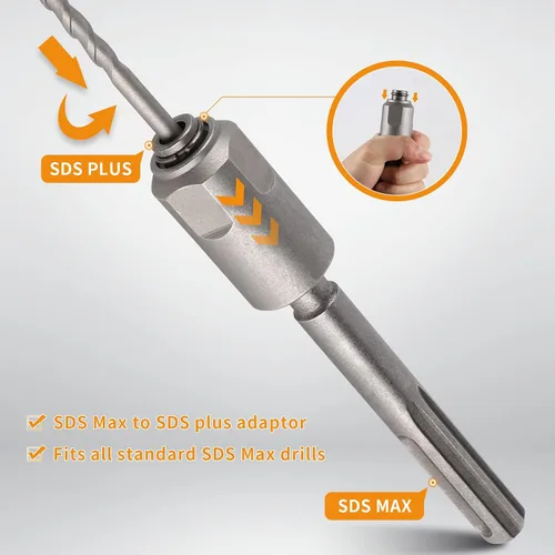 Miniatura 3 de CPROSP Adaptador SDS MAX a SDS Plus para martillos rotativos, color plateado