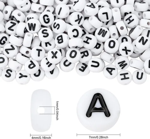 Miniatura 2 de ZHIYUXI - 1500 piezas de cuentas de letras de acrílico para pulseras de la amistad, cuentas de alfabeto para pulseras, collares, fabricación
