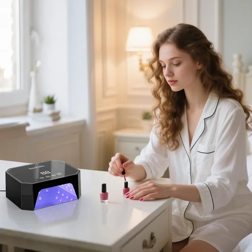 Miniatura 2 de Lavinda Lámpara de uñas LED UV de 54 W, luz de uñas de gel enchufable con pantalla LCD, 4 temporizadores, sensor automático, longitud de onda doble