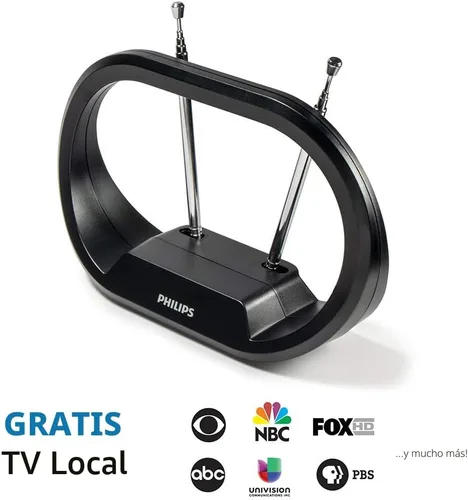 Miniatura 9 de Philips Antena de TV para interiores con orejas de conejo para canales locales, dipolos extensibles de 15 pulgadas, 4K 1080P VHF UHF, antena