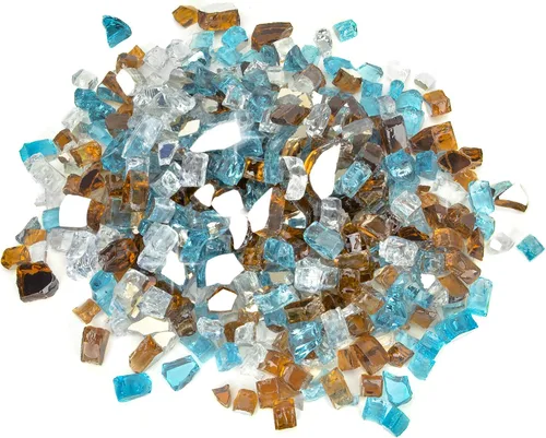Miniatura 13 de Stanbroil - Vidrio ignífugo mezclado de 10 libras – Cristal de fuego templado reflectante de 1/4 pulgadas mezclado azul aguamarina, platino, cobre