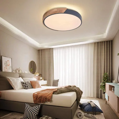 Miniatura 4 de EDISLIVE Lámpara de Techo Regulable de 19 pulgadas Moderna Minimalista LED de Forma Redonda de Madera, Metal y Acrílico, Lámpara de Techo de Montaje