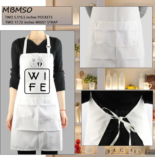 Miniatura 5 de MBMSO Juego de delantales para marido y esposa, delantal para esposa, regalo de boda para parejas, para él y ella, delantales de cocina, regalo