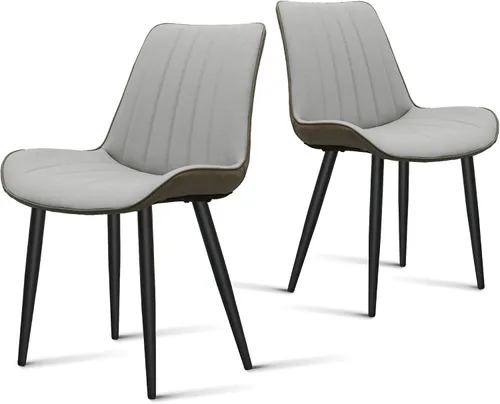Miniatura 13 de Juego de sillas de comedor AmoUnico, silla de comedor moderna, sillas de comedor de cuero, sillas de cocina con tapizado de cuero sintético