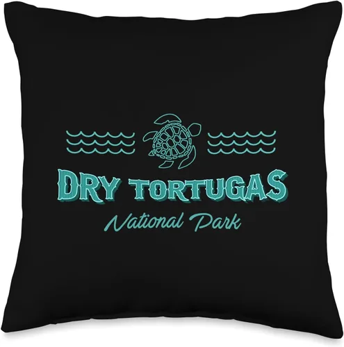 Dry Tortugas National Park Gifts by KAEDAM Dry Tortugas National Park Florida Keys - Almohada de recuerdo de viaje, 16 x 16 pulgadas, multicolor
