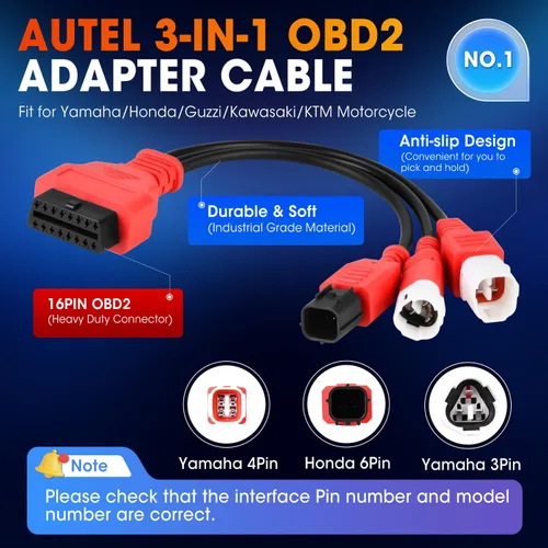Miniatura 4 de Autel Cable adaptador OBD2 original 3 en 1, adaptador de enchufe de 16 pines a 6/4/3 pines, OBD2 a OBD1 6pin 4pin 3pin adaptador de enchufe