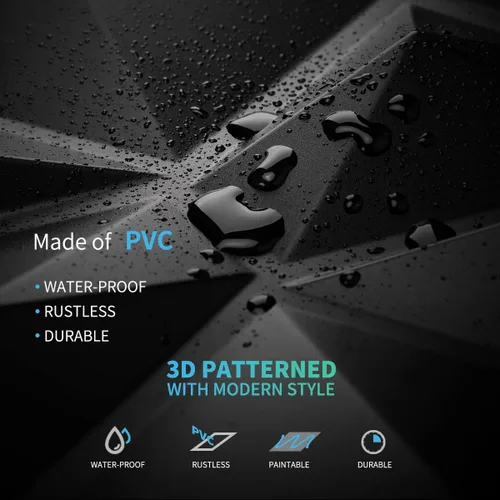 Miniatura 5 de Art3d Paneles decorativos de pared 3D con diseño de diamante, 12 x 12 pulgadas, negro mate para decoración del hogar y la oficina (paquete de 33)