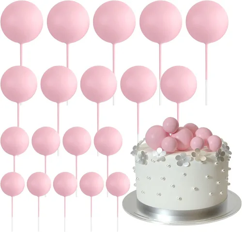 Miniatura 29 de ASTARON 20 piezas de decoración de bolas para pastel, mini globos, decoración de pastel con palos, bolas de pastel plateadas para graduación, boda