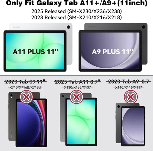 Miniatura 2 de Grifobes Fundas para Samsung Galaxy Tab A11 Plus 2025 / A9 Plus de 11 pulgadas 2023, a prueba de golpes, con protector de pantalla, soporte