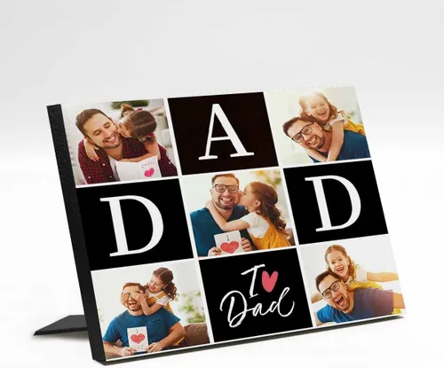 Miniatura 38 de InterestPrint Panel de fotos personalizado para papá y nombre para exhibición de mesa, mejor papá estrella, 6 fotos, marco de fotos personalizado