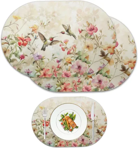 Miniatura 62 de Pumpkin Placemats Oval Placemats Set of 2 Black Cat Table Mats for Dining Tables Washable Heat Resistant Place Mats for Holiday Party Use 12X18 Inch
