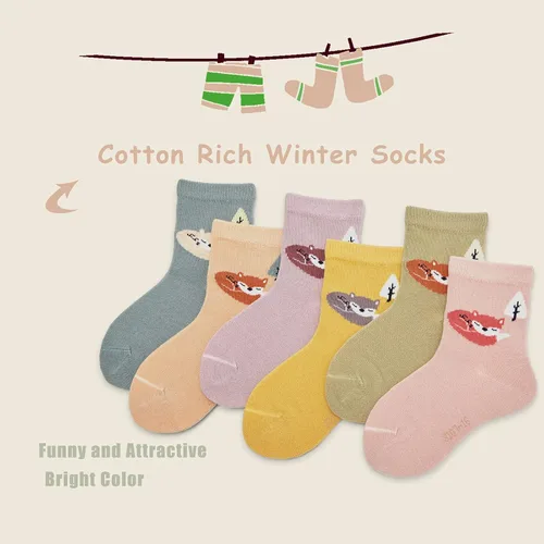 Miniatura 48 de Aisyee Calcetines de algodón para niños, calcetines sin costuras para niños, calcetines coloridos de cuarto de punto, paquete de 6