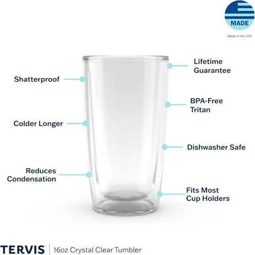Miniatura 3 de Tervis Vaso aislado Kelly Ventura de doble pared hecho en Estados Unidos mantiene las bebidas frías y calientes, 16 onzas, paquete de 4