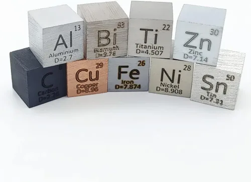 Miniatura 2 de Juego de cubos de elementos de 0.39 pulgadas de densidad, cubos de cobre, hierro, bismuto y titanio para recolección de mesas periódicas de hasta
