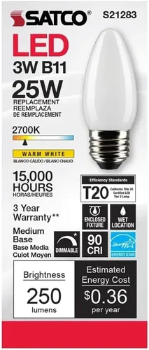 Miniatura 5 de Satco S21283 3B11/LED/927/FR/120V/E26-paquete de 6