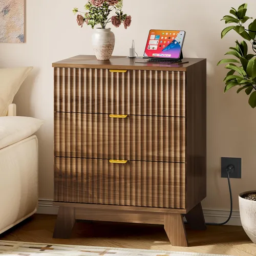 Miniatura 21 de BORNOON Cómoda alta de 46" para dormitorio, cómoda de 6 cajones acanalados, cómoda moderna de madera con almacenamiento profundo, correderas