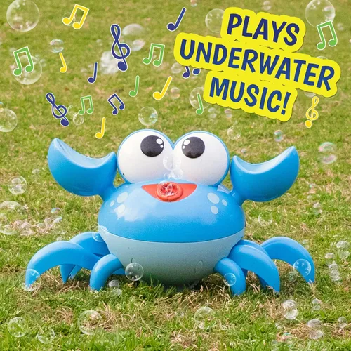 Miniatura 3 de Maxx Bubbles Máquina de burbujas de cangrejo bailarín, soplador de burbujas en movimiento para niños, ilumina y reproduce música, botella