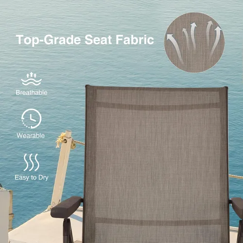 Miniatura 5 de Giantex Sillón de patio plegable, tumbona para tomar el sol al aire libre con respaldo de 5 posiciones, reposapiés de 2 posiciones, marco de acero