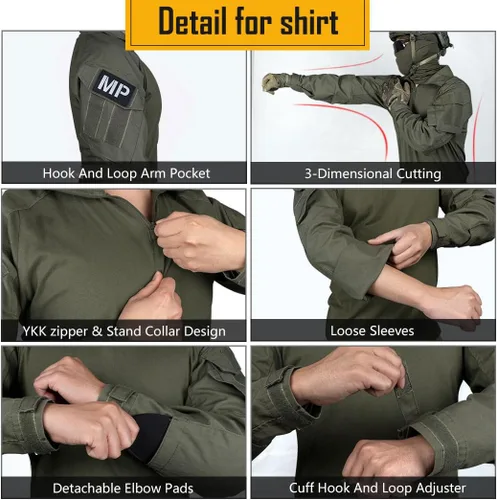 Miniatura 5 de IDOGEAR Conjunto de uniformes de combate G3 para hombre con rodilleras y coderas, ropa de camuflaje Verde (Ranger Green)
