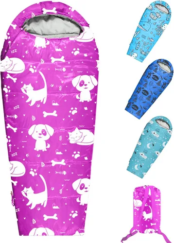 Miniatura 12 de KidzAdventure Mummy Style 32 – 59F Saco de Dormir para Niños con Funda de Almohada, 4 Estaciones, Ligero y Estilo Mochilero, Ideal para Acampar