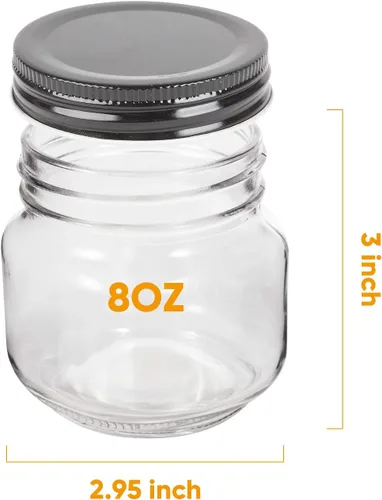 Miniatura 2 de QAPPDA Frascos Mason, Tarros de Vidrio Con Tapas de 8 oz, Tarros de Conservas Para Encurtidos y Almacenamiento de Cocina, Tarros de Especias de Boca