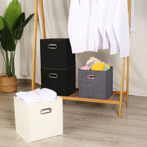 Miniatura 7 de Yunkeeeper - Contenedores de almacenamiento, cubos organizadores de tela con asa, cubos plegables para almacenamiento de tela o accesorios, 11 x 11