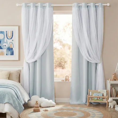 Miniatura 25 de PONY DANCE Cortinas de Doble Capa - Cortinas Opacas de 63 Pulgadas de Largo, Diseño con Ojales en la Parte Superior, Paneles Transparentes Blancos