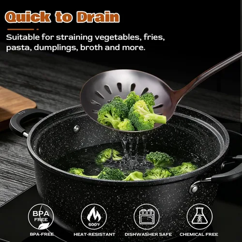 Miniatura 6 de MARTE Juego de utensilios de cocina de cocina con soporte para utensilios, 8 herramientas de servir, juego de espátulas de cocina de acero Juego de 7