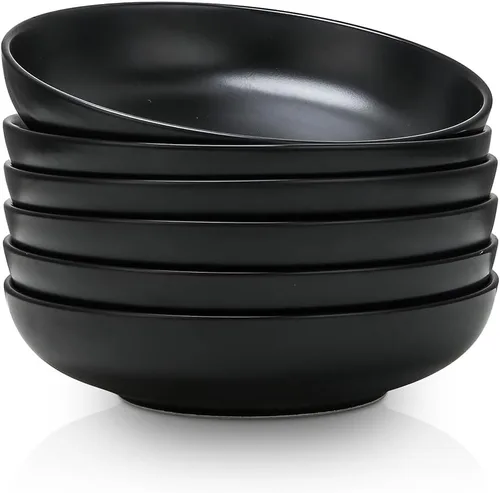 Miniatura 13 de Selamica Tazones de cerámica para pasta de 7.8 pulgadas, cuencos grandes de porcelana de 26 onzas, aptos para lavavajillas y microondas, juego de 6