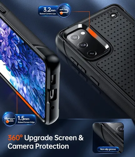 Miniatura 5 de LeYi Funda para teléfono S20 FE 5G: Funda Samsung S20FE 5G con [2 unidades] protectores de pantalla, resistente a golpes de servicio pesado de doble