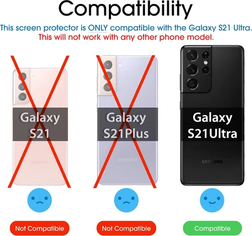Miniatura 2 de amFilm Paquete de 3 protectores de pantalla de cámara para Samsung Galaxy S21 Ultra 5G de 6.8 pulgadas, protector de lente de cámara de vidrio Negro